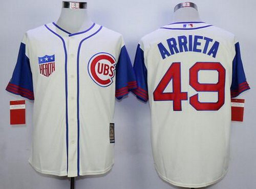 Jake Arrieta Chicago Cubs cream Throwback jersey