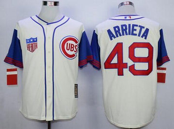 Jake Arrieta Chicago Cubs cream Throwback jersey