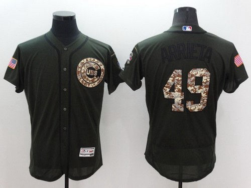 Jake Arrieta Chicago Cubs green Salute To Service jersey