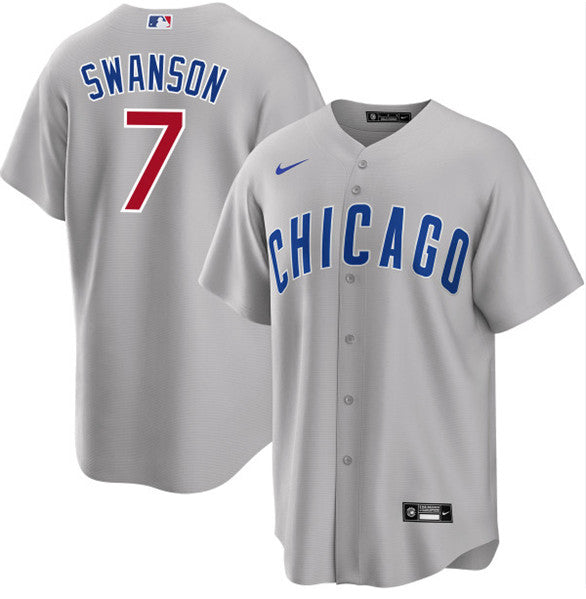 Dansby Swanson Chicago Cubs gray jersey