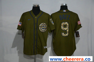 Javier Baez Chicago Cubs olive jersey