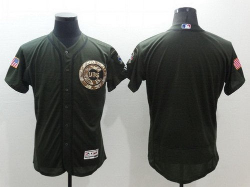Custom Chicago Cubs green Salute To Service jersey