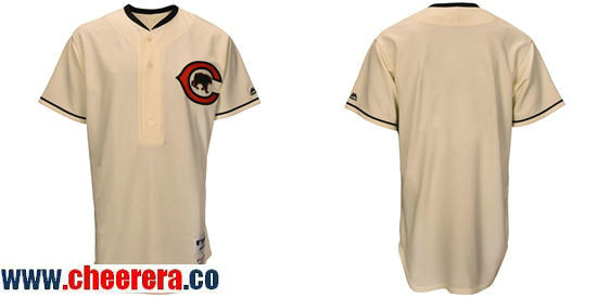 Blank Majestic Chicago Cubs cream Throwback jersey