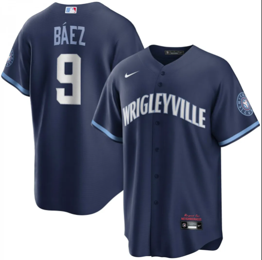 Javier Baez Chicago Cubs navy City Connect jersey