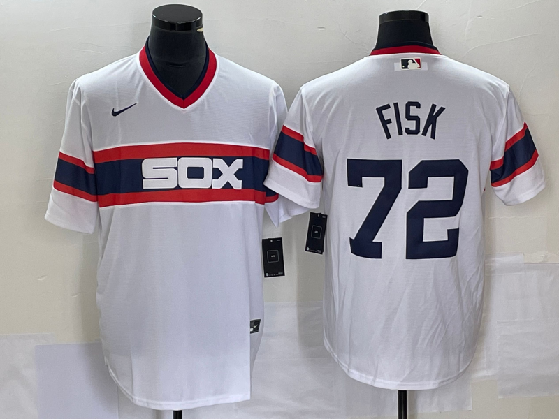 Carlton Fisk Chicago White Sox white Throwback jersey