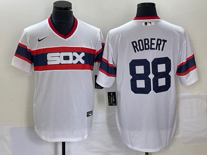 Luis Robert Chicago White Sox white Throwback jersey
