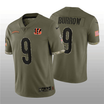 Joe Burrow Cincinnati Bengals olive Salute To Service jersey