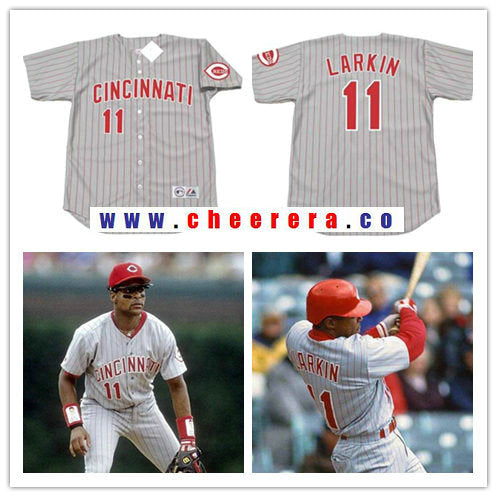 Barry Larkin Cincinnati Reds gray Throwback jersey