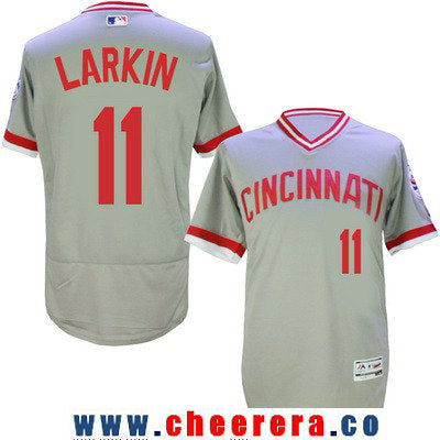 Barry Larkin Cincinnati Reds gray jersey