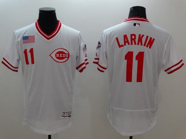 Barry Larkin Cincinnati Reds white jersey