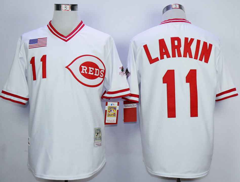 Barry Larkin Cincinnati Reds white Throwback jersey