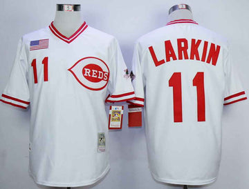 Barry Larkin Cincinnati Reds white Throwback jersey