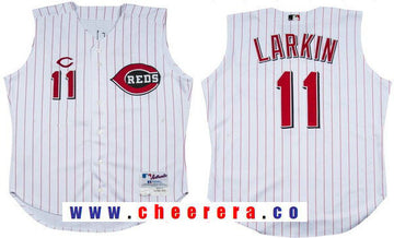 Barry Larkin Cincinnati Reds white Cooperstown jersey