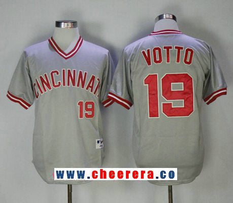 Joey Votto Cincinnati Reds gray Cooperstown jersey