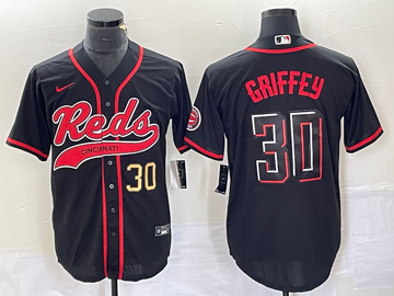 Ken Griffey Jr Number Cincinnati Reds black City Connect jersey