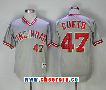 Johnny Cueto Cincinnati Reds gray Cooperstown jersey