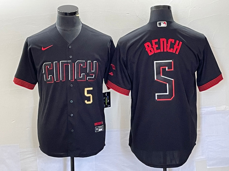Johnny Bench Number Cincinnati Reds black City Connect jersey