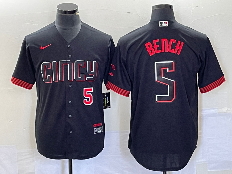 Johnny Bench Number Cincinnati Reds black City Connect jersey