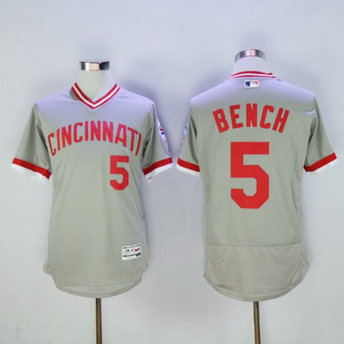 Johnny Bench Cincinnati Reds gray jersey