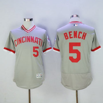 Johnny Bench Cincinnati Reds gray jersey