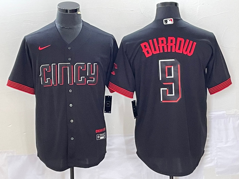 Joe Burrow Cincinnati Reds black City Connect jersey
