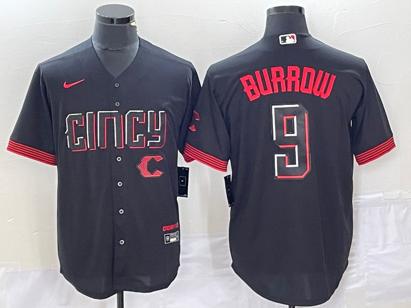 Joe Burrow Cincinnati Reds black City Connect jersey