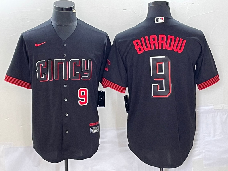 Joe Burrow Number Cincinnati Reds black City Connect jersey