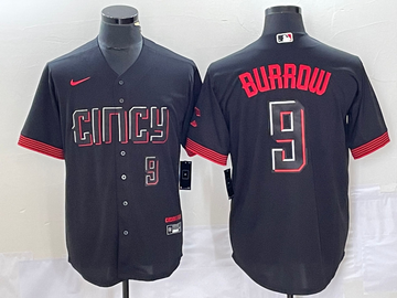Joe Burrow Number Cincinnati Reds black City Connect jersey