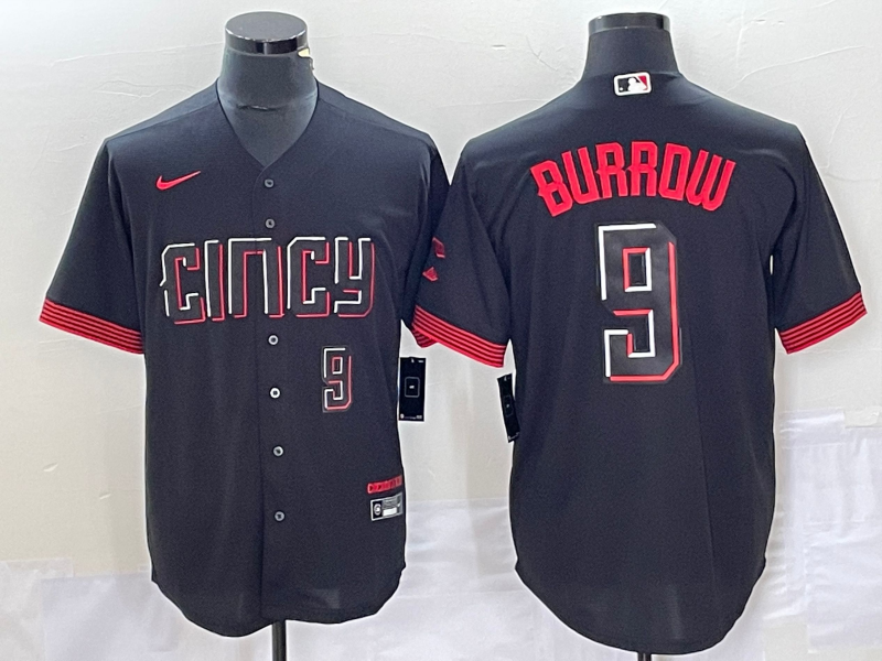 Joe Burrow Number Cincinnati Reds black City Connect jersey