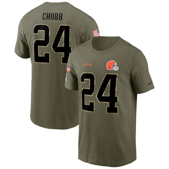 Nick Chubb Cleveland Browns olive Salute To Service jersey