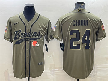 Nick Chubb Cleveland Browns olive Salute To Service jersey
