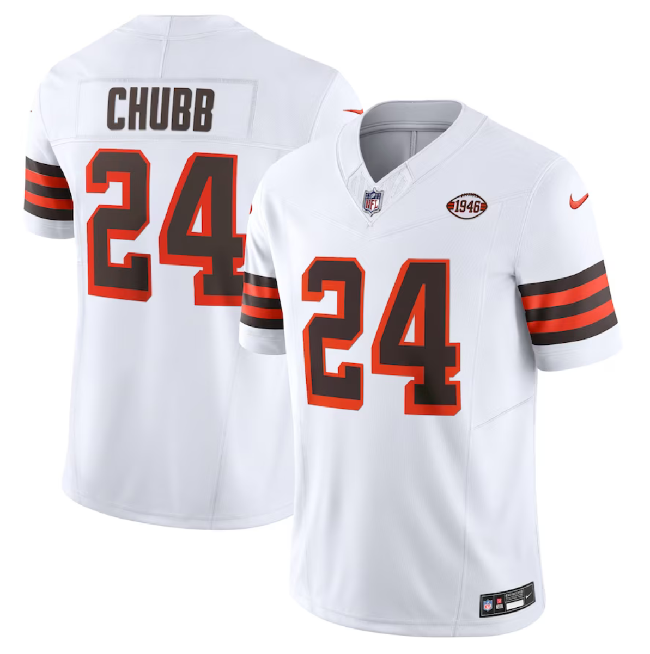 Nick Chubb Cleveland Browns white Vapor jersey