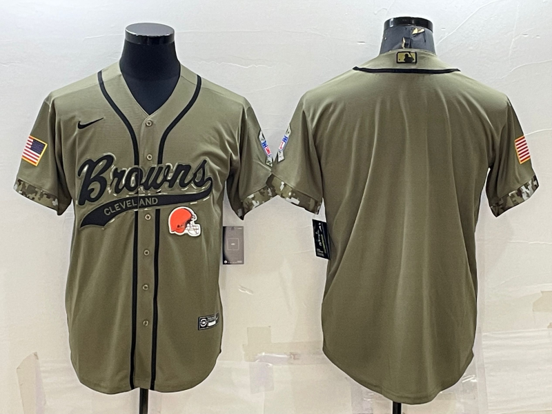 Custom Cleveland Browns olive Salute To Service jersey