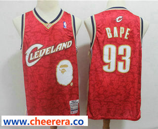 Bape Mitchell Ness Cleveland Cavaliers red jersey