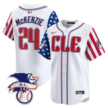 Triston McKenzie Cleveland Guardians white Vapor jersey