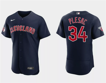 Zach Plesac Cleveland Guardians navy jersey