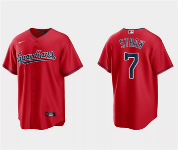 Myles Straw Cleveland Guardians red jersey