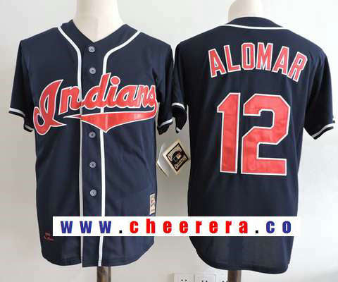 Roberto Alomar Cleveland Guardians navy Throwback jersey