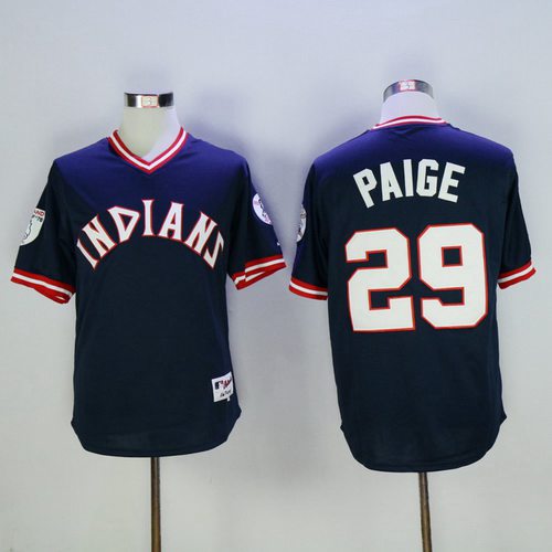 Satchel Paige Cleveland Guardians navy jersey