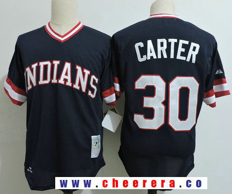 Joe Carter Cleveland Guardians navy Throwback jersey