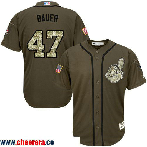 Trevor Bauer Cleveland Guardians green Salute To Service jersey
