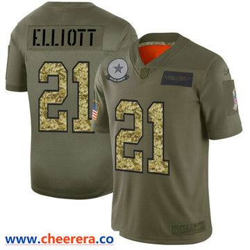 Ezekiel Elliott Dallas Cowboys olive Salute To Service jersey