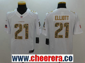 Ezekiel Elliott Dallas Cowboys white Salute To Service jersey
