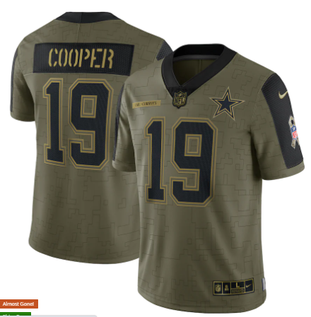 Amari Cooper Nike Dallas Cowboys olive Salute To Service jersey