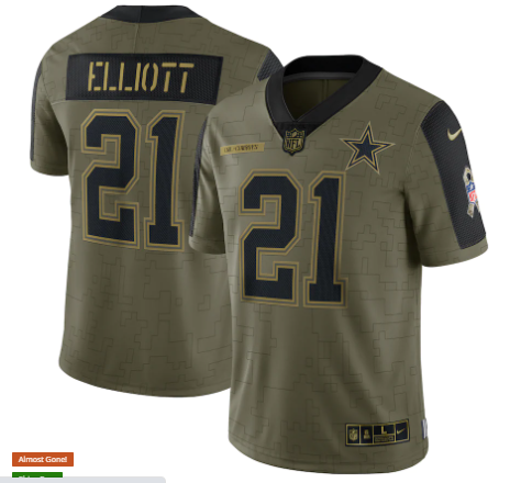 Ezekiel Elliott Nike Dallas Cowboys olive Salute To Service jersey