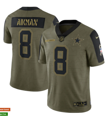 Troy Aikman Nike Dallas Cowboys olive Salute To Service jersey