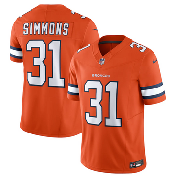 Justin Simmons Denver Broncos orange Vapor jersey