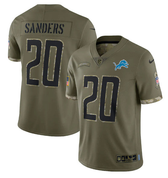 Barry Sanders Detroit Lions olive Salute To Service jersey