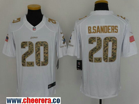 Barry Sanders Detroit Lions white Salute To Service jersey