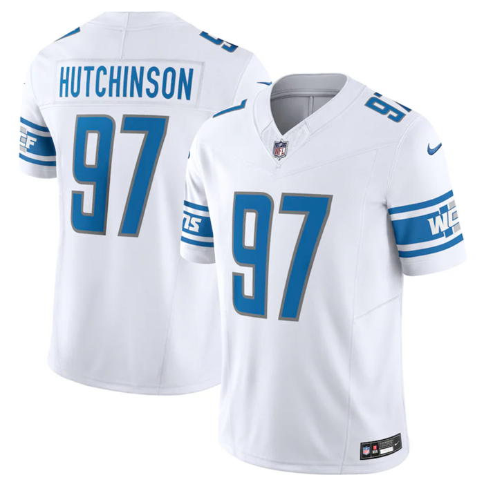 Aidan Hutchinson Detroit Lions white Vapor jersey